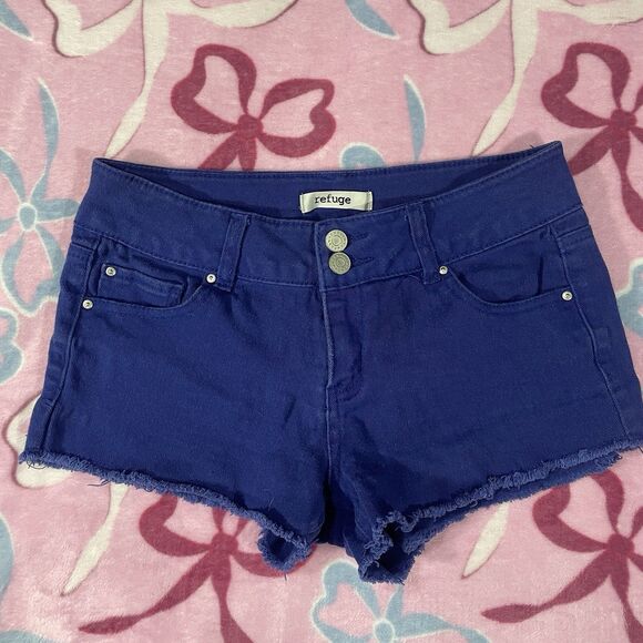 Y2k Refuge Size 4 Royal Blue Fringe Short Shorts - Picture 1 of 5